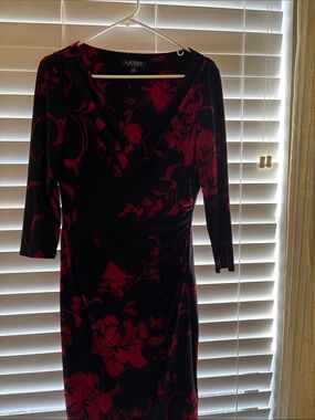 Lauren Ralph Lauren Black Dress with Red Floral Pattern